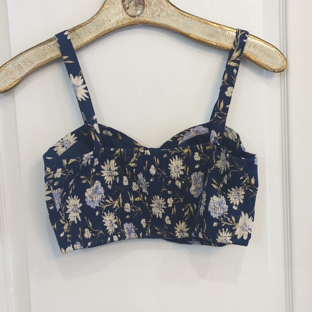 Blue Floral Bustier Top - Picture 3 of 8
